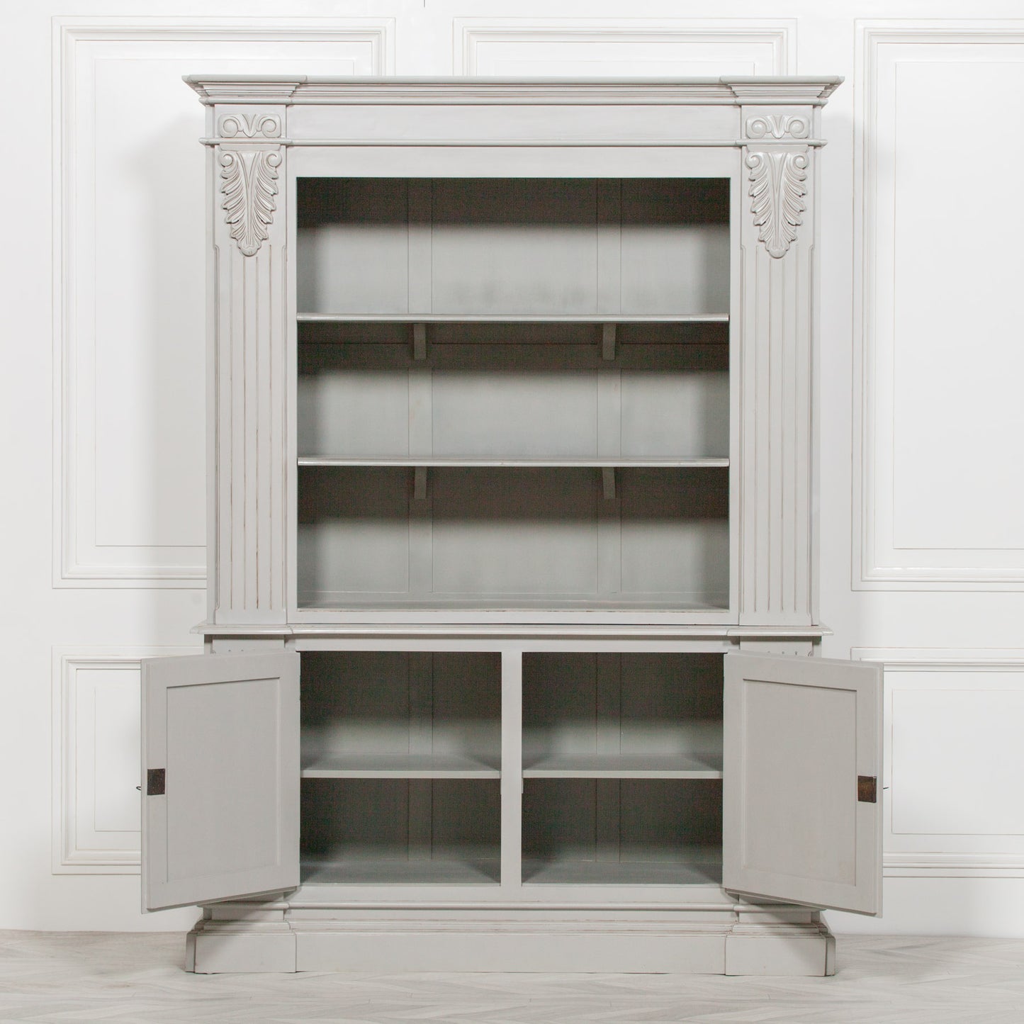 Elden Large Grey Open Mahogany Bookcase