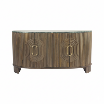 Aranya Solid Wood 4 Door Marble Top Sideboard
