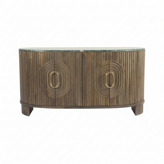 Aranya Solid Wood 4 Door Marble Top Sideboard