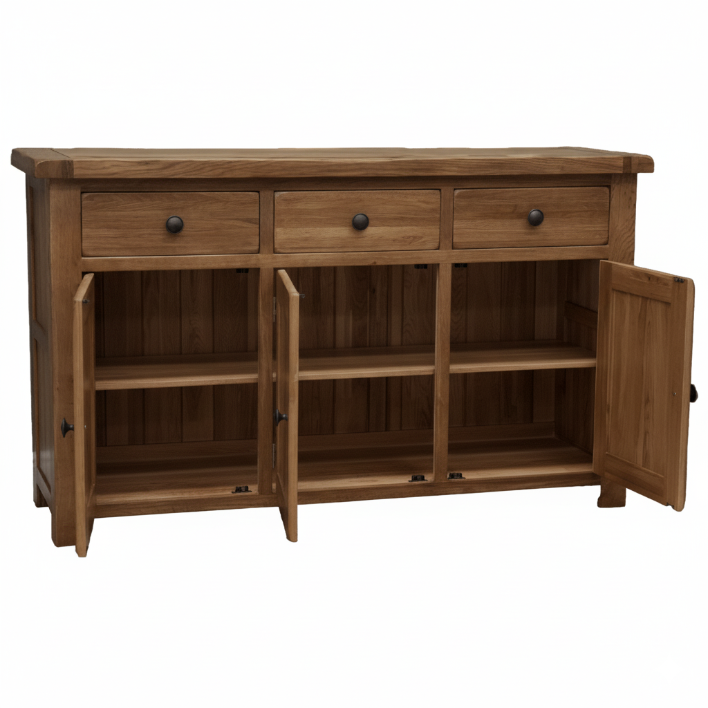 Rustic Solid Oak Large Sideboard
