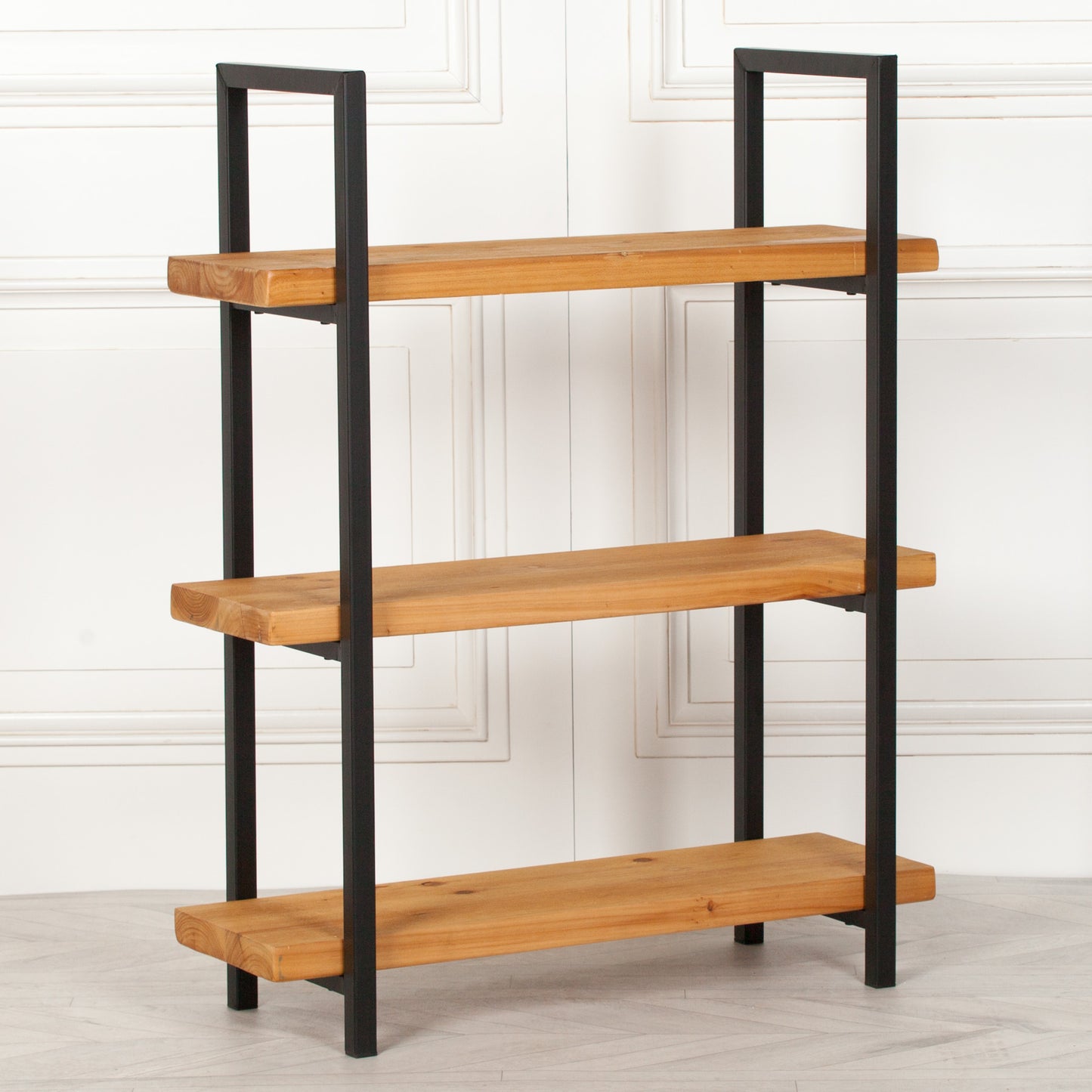 Brookleigh Rustic Pine 3-Tier Industrial Shelving Bookcase