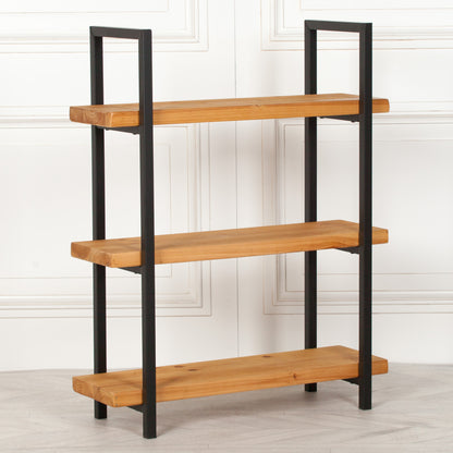 Brookleigh Rustic Pine 3-Tier Industrial Shelving Bookcase