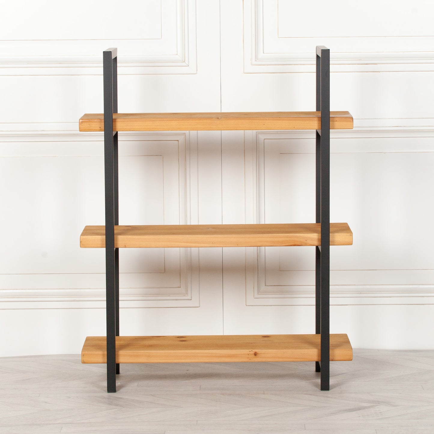Brookleigh Rustic Pine 3-Tier Industrial Shelving Bookcase