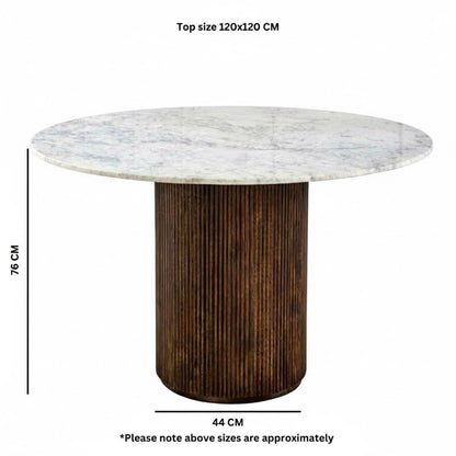 Opal Mango Wood Round Dining Table With Marble Top