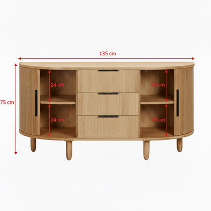 Terra Luna Oak Curved Sideboard