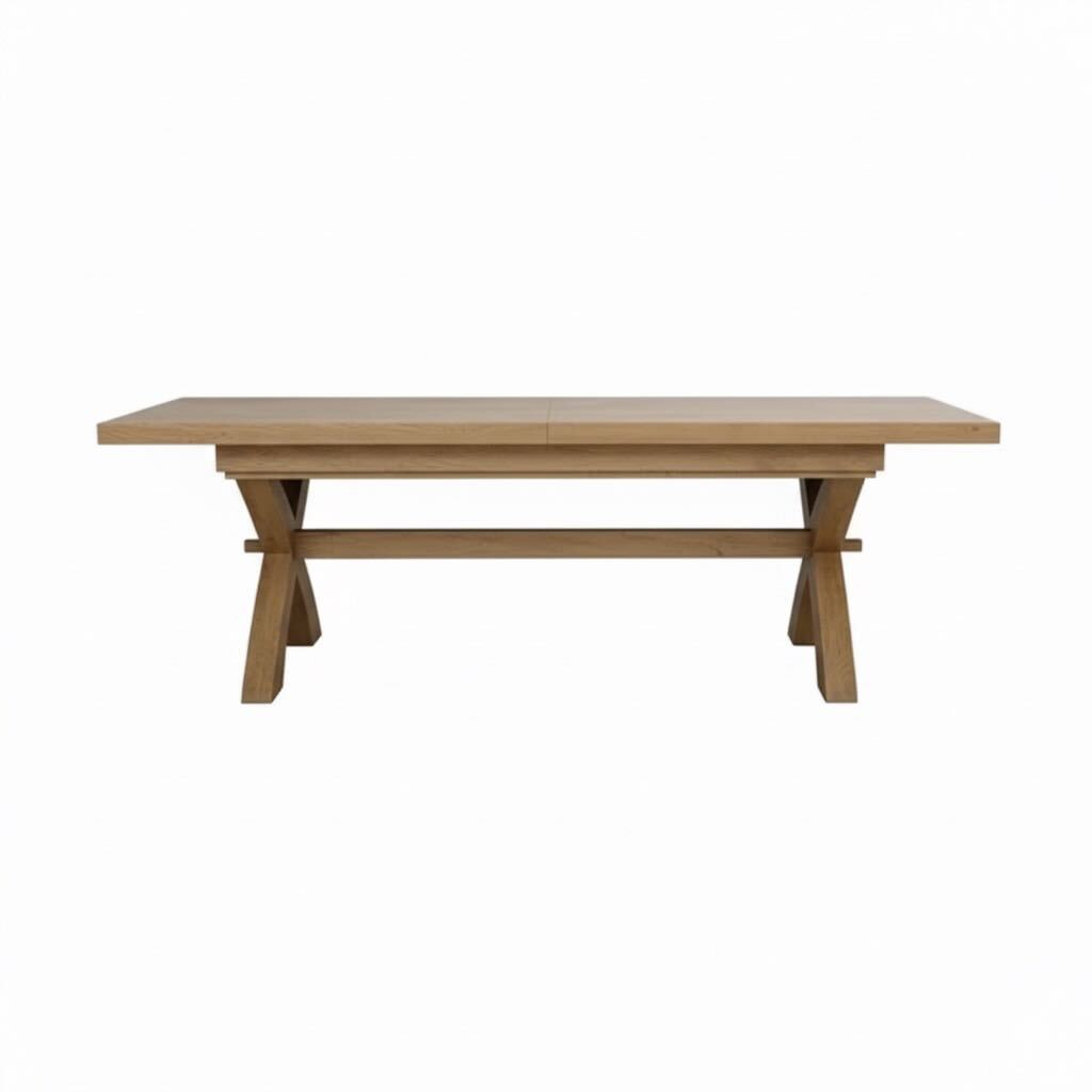 Deluxe X-Leg Extendable Oak Dining Table
