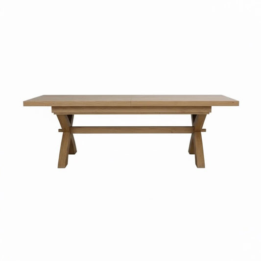 Deluxe X-Leg Extendable Oak Dining Table