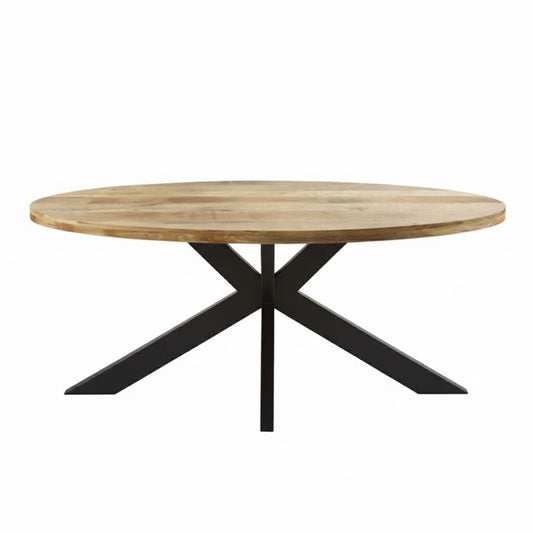 Surrey Solid Wood & Metal 6-8 Seater Oval Dining Table