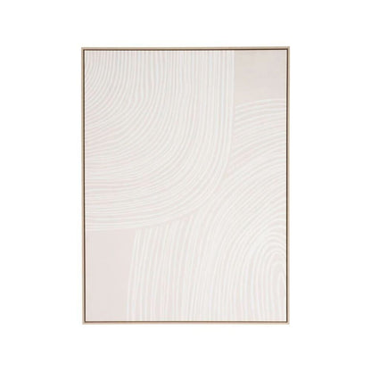 Canvas Natural and White Abstract with Natural Frame