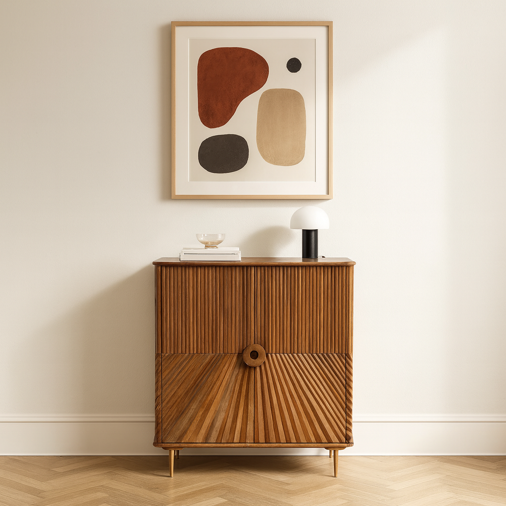 Aranya Solid Wood 2 Door Chip Pattern Cabinet