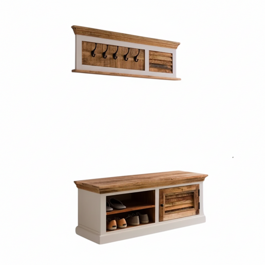 Alfie Wood Shoe Rack & Hanger Wall Hook Set