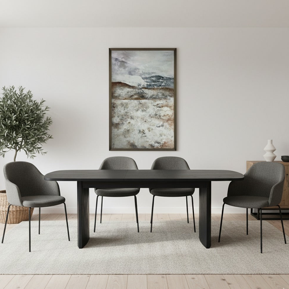 Louis Fluted 1.8m Extendable Dining Table Black