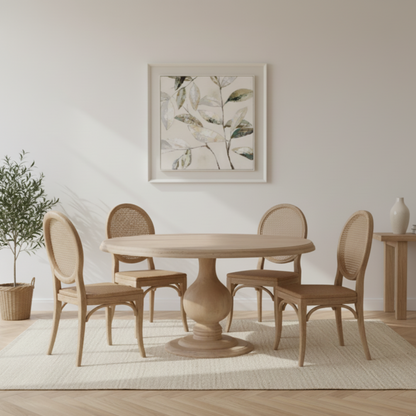 Aubrey 152cm Round Mango Wood Pedestal Dining Table