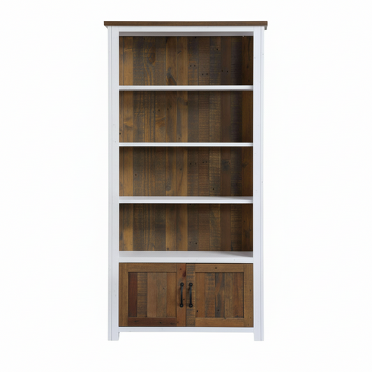 Splash of White Large Open Bookcase with Doors