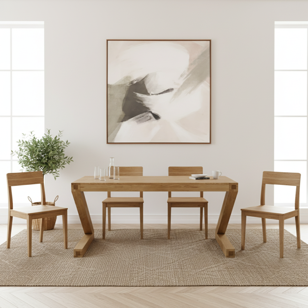 Z Solid Oak Large Dining Table