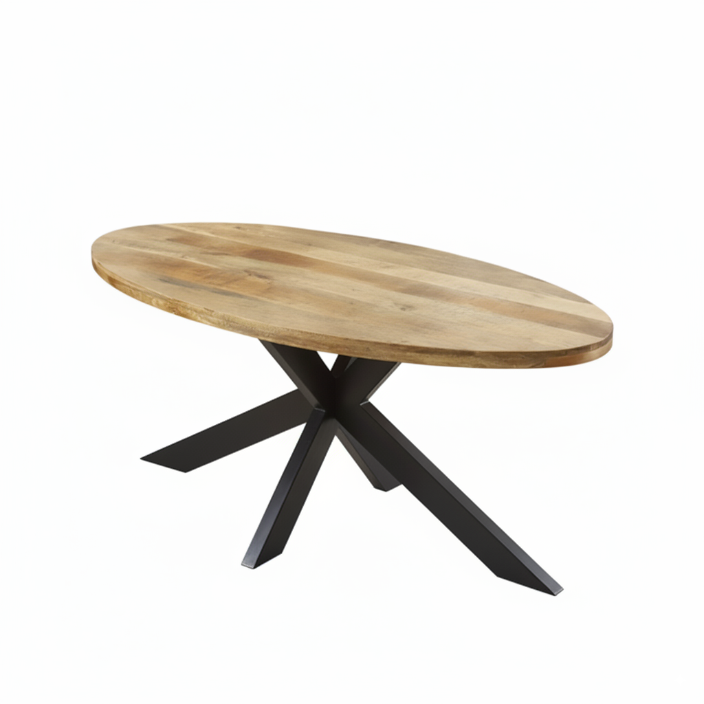 Surrey Solid Wood & Metal 6-8 Seater Oval Dining Table