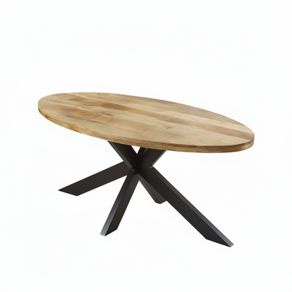 Surrey Solid Wood & Metal 6-8 Seater Oval Dining Table