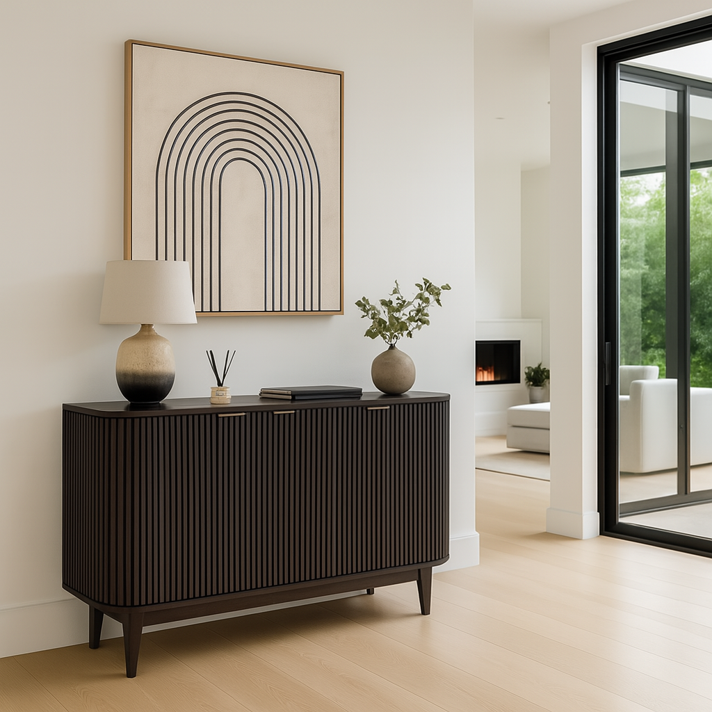 Raie Dark Brown Pine Wood 3 door Sideboard