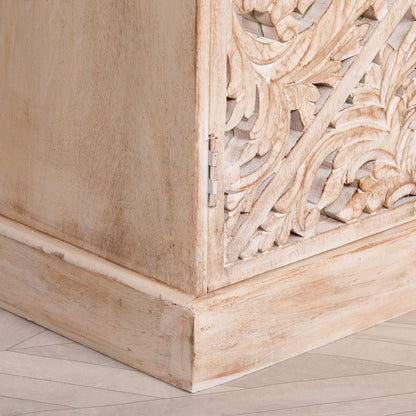 Solmere Ornate Carved Mango Wood Sideboard with Mirror Doors