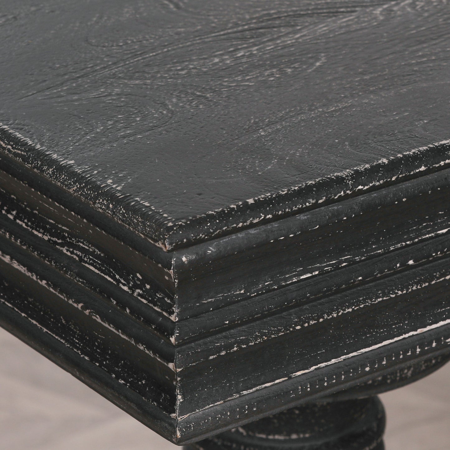 Solmere Distressed Black Mango Wood 180cm Console Table