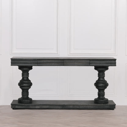 Solmere Distressed Black Mango Wood 180cm Console Table
