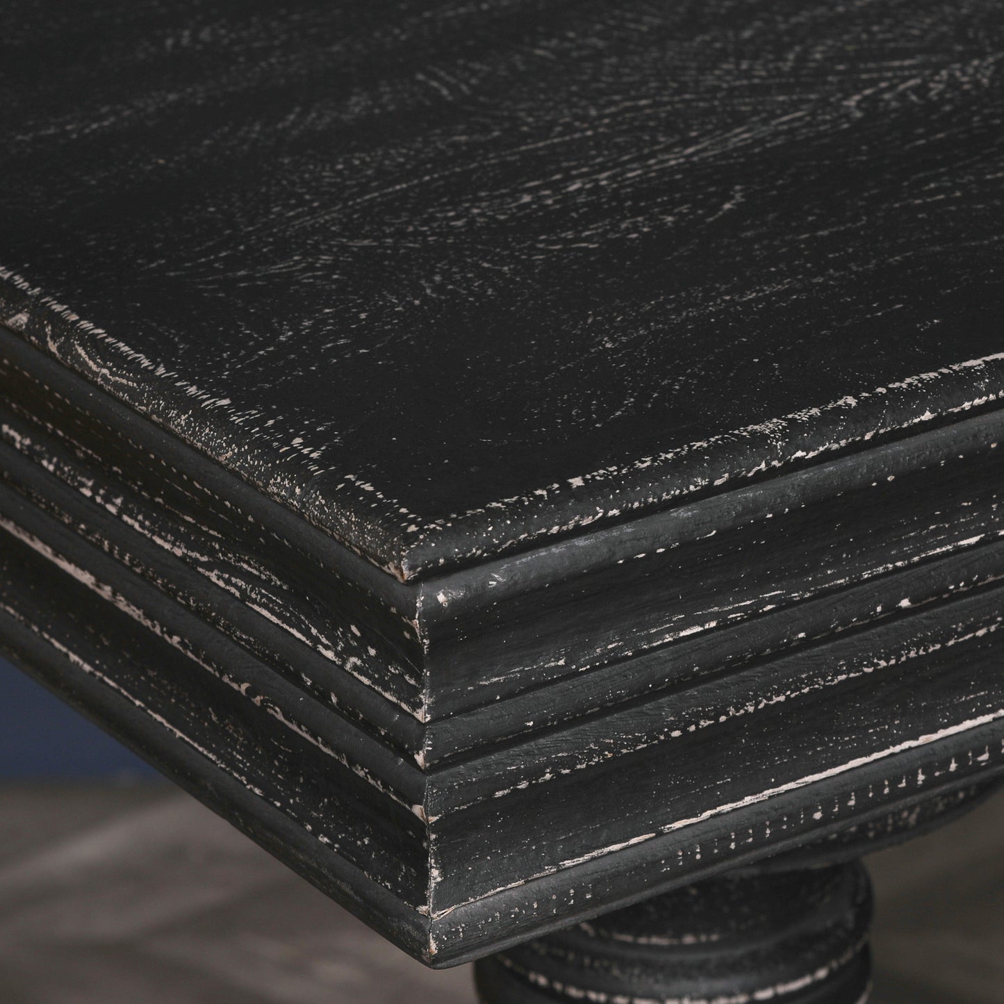 Solmere Distressed Black Mango Wood 180cm Console Table