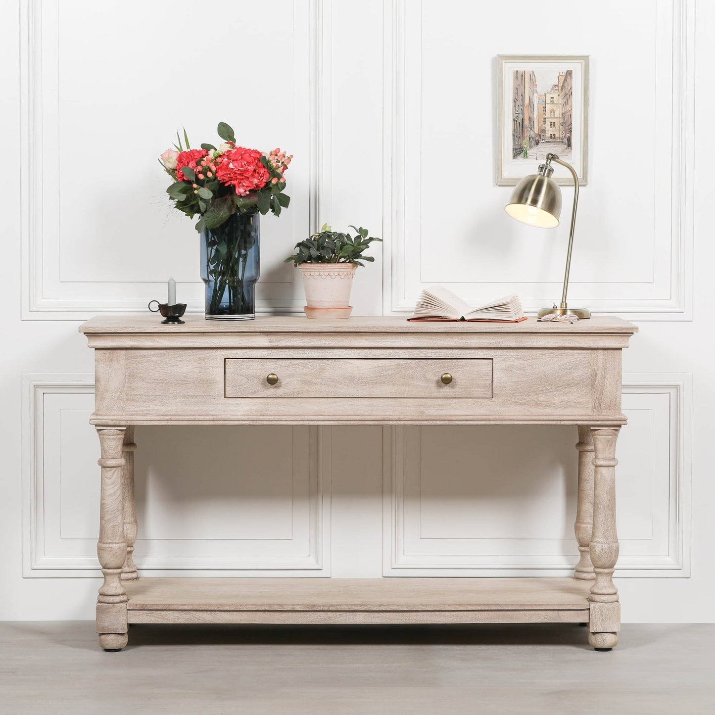 Everden Acacia Wood Single Drawer Console Table