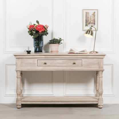 Everden Acacia Wood Single Drawer Console Table
