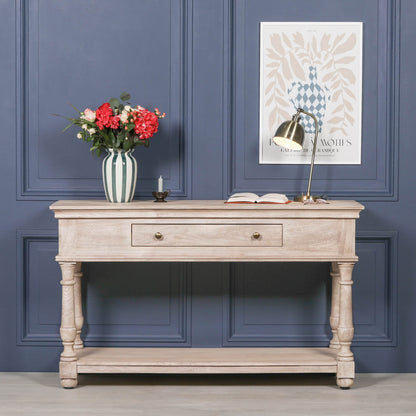 Everden Acacia Wood Single Drawer Console Table