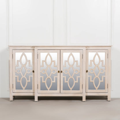 Solmere 4-Door Mirrored Breakfront Mango Wood Sideboard