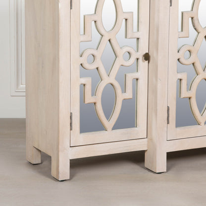 Solmere 4-Door Mirrored Breakfront Mango Wood Sideboard