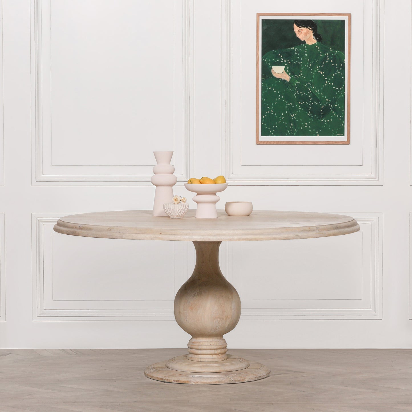 Aubrey 152cm Round Mango Wood Pedestal Dining Table