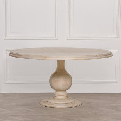 Aubrey 152cm Round Mango Wood Pedestal Dining Table