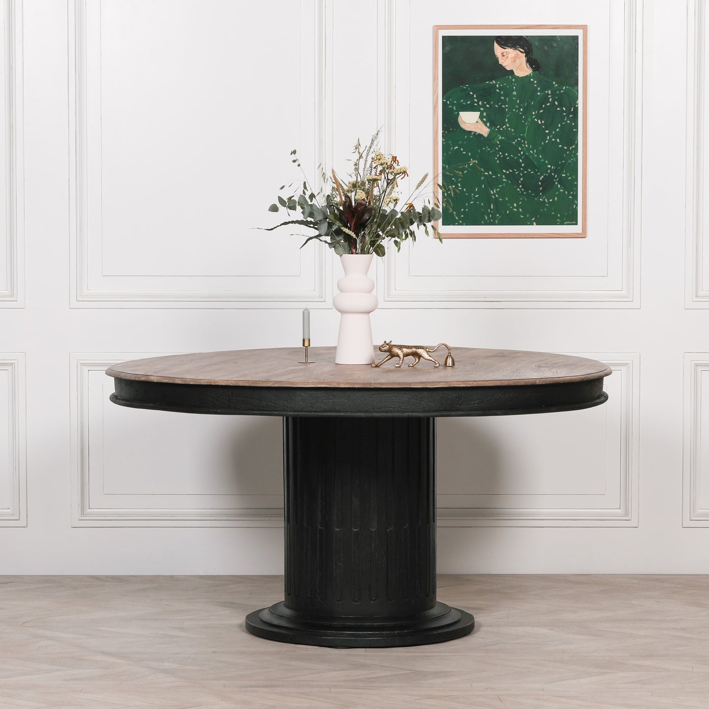 Silas 150cm Round Black Mango Wood Dining Table