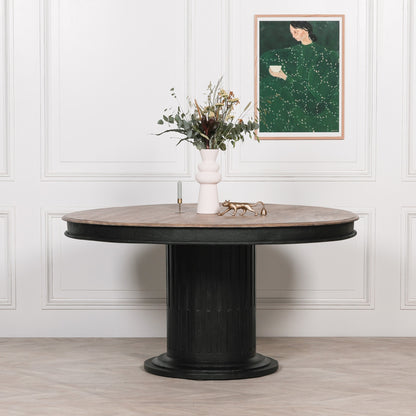 Silas 150cm Round Black Mango Wood Dining Table