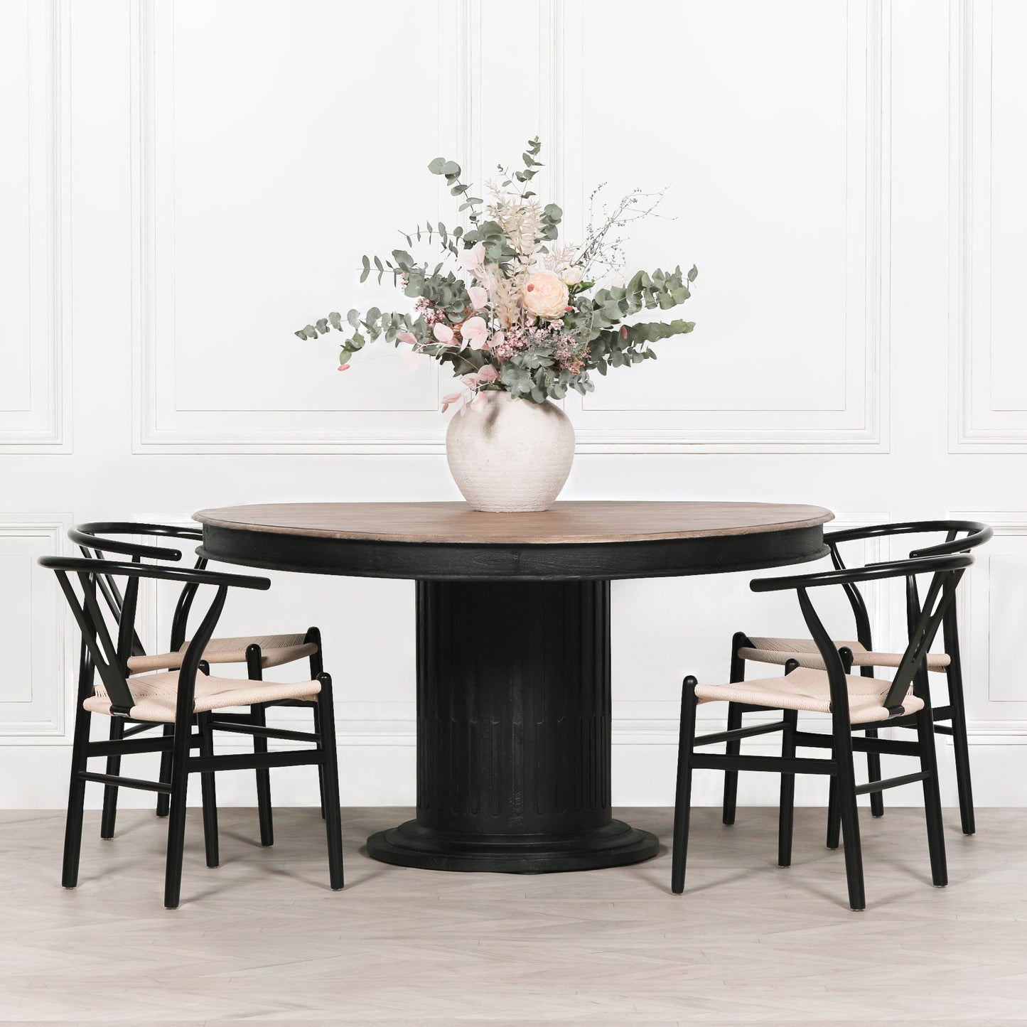 Silas 150cm Round Black Mango Wood Dining Table
