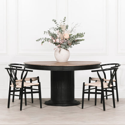 Silas 150cm Round Black Mango Wood Dining Table