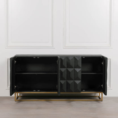Duskgold Black Mango Wood Diamond Sideboard