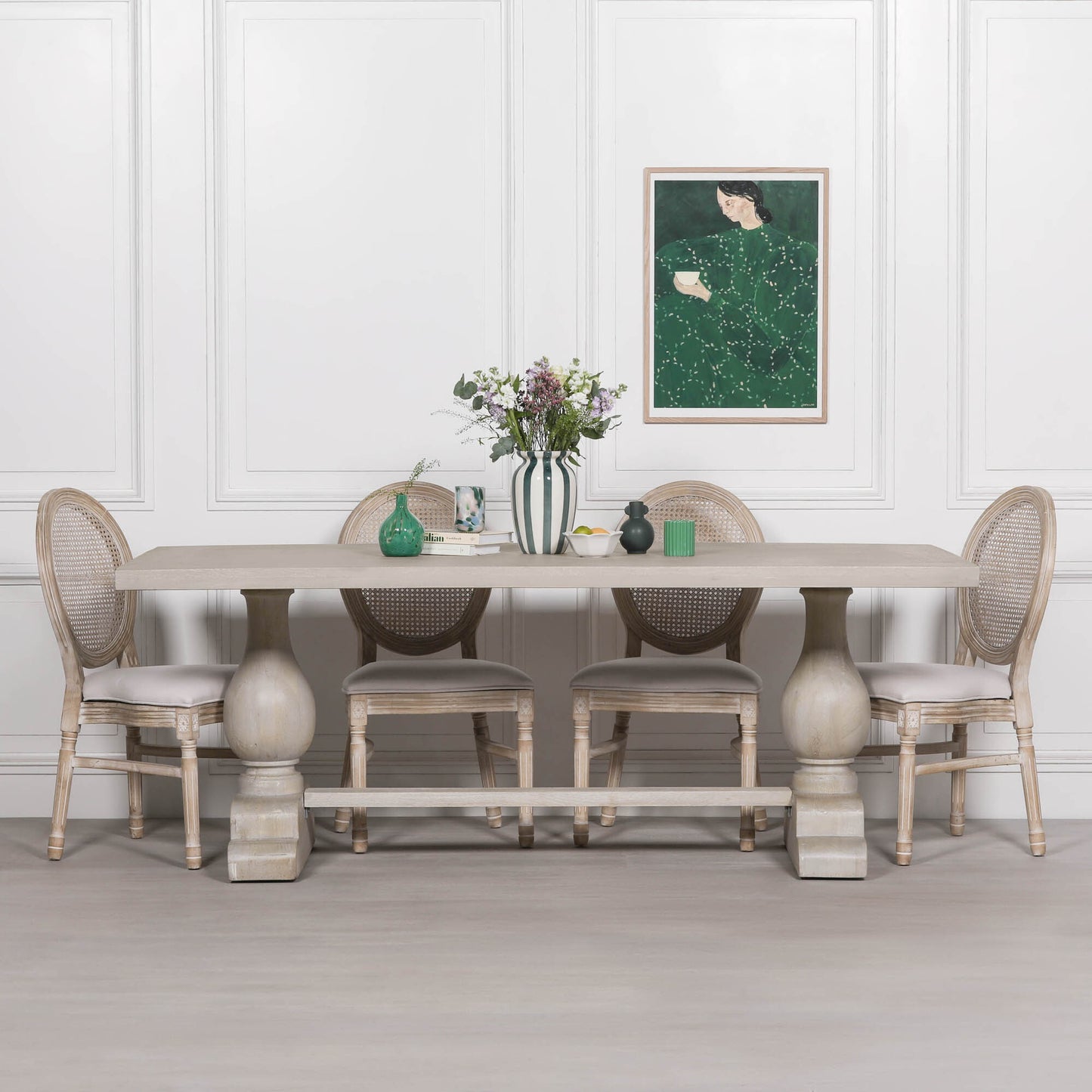 Aubrey 210cm Bleached Mango Wood Pedestal Dining Table