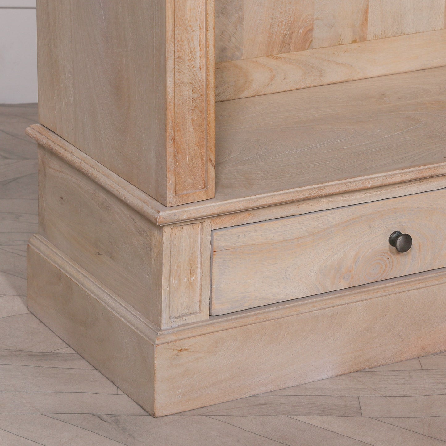 Blanche Rustic Mango Wood Bookcase with Open Drawers