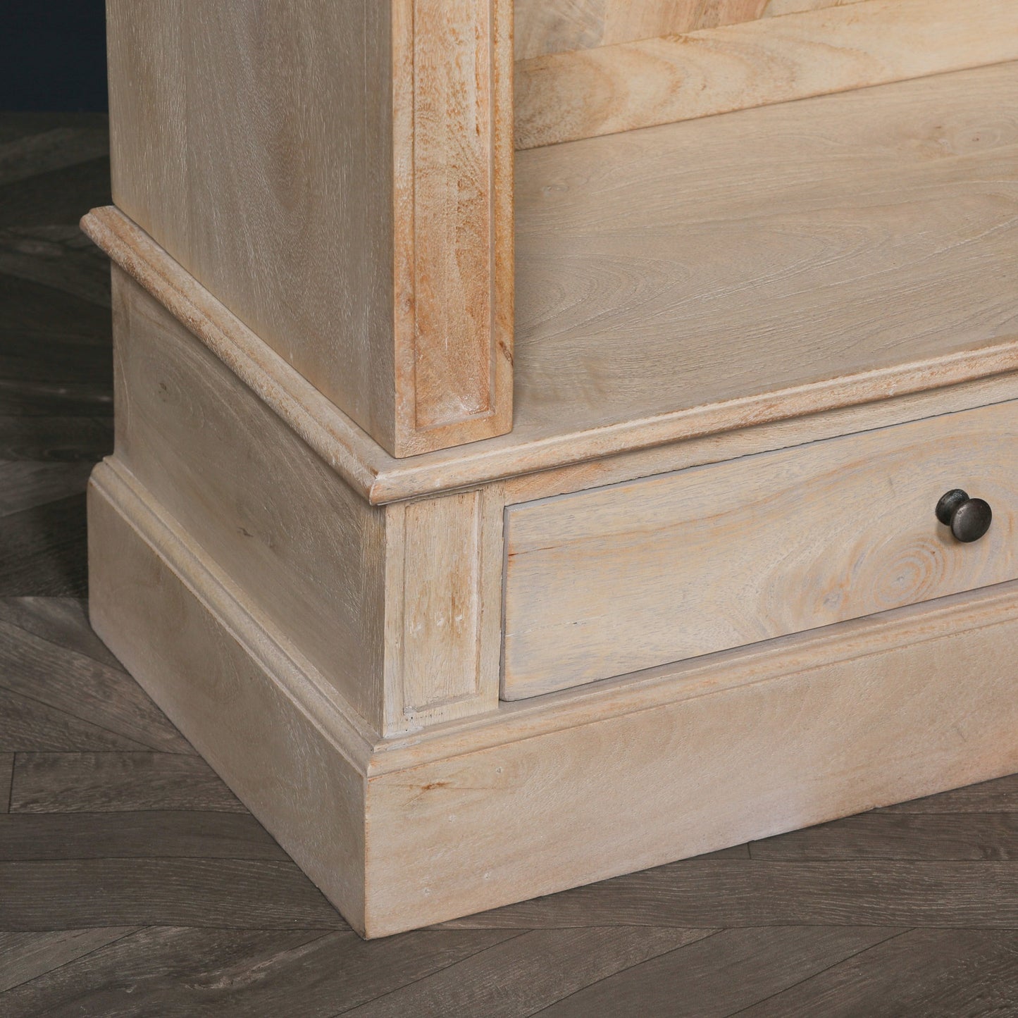 Blanche Rustic Mango Wood Bookcase with Open Drawers