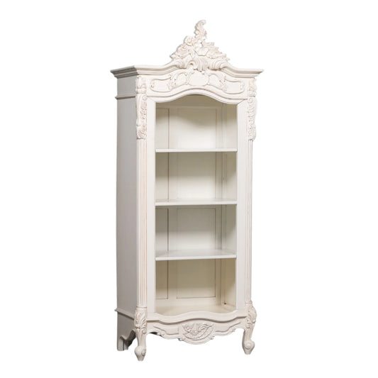 Elden White Carved Mahogany Bookcase