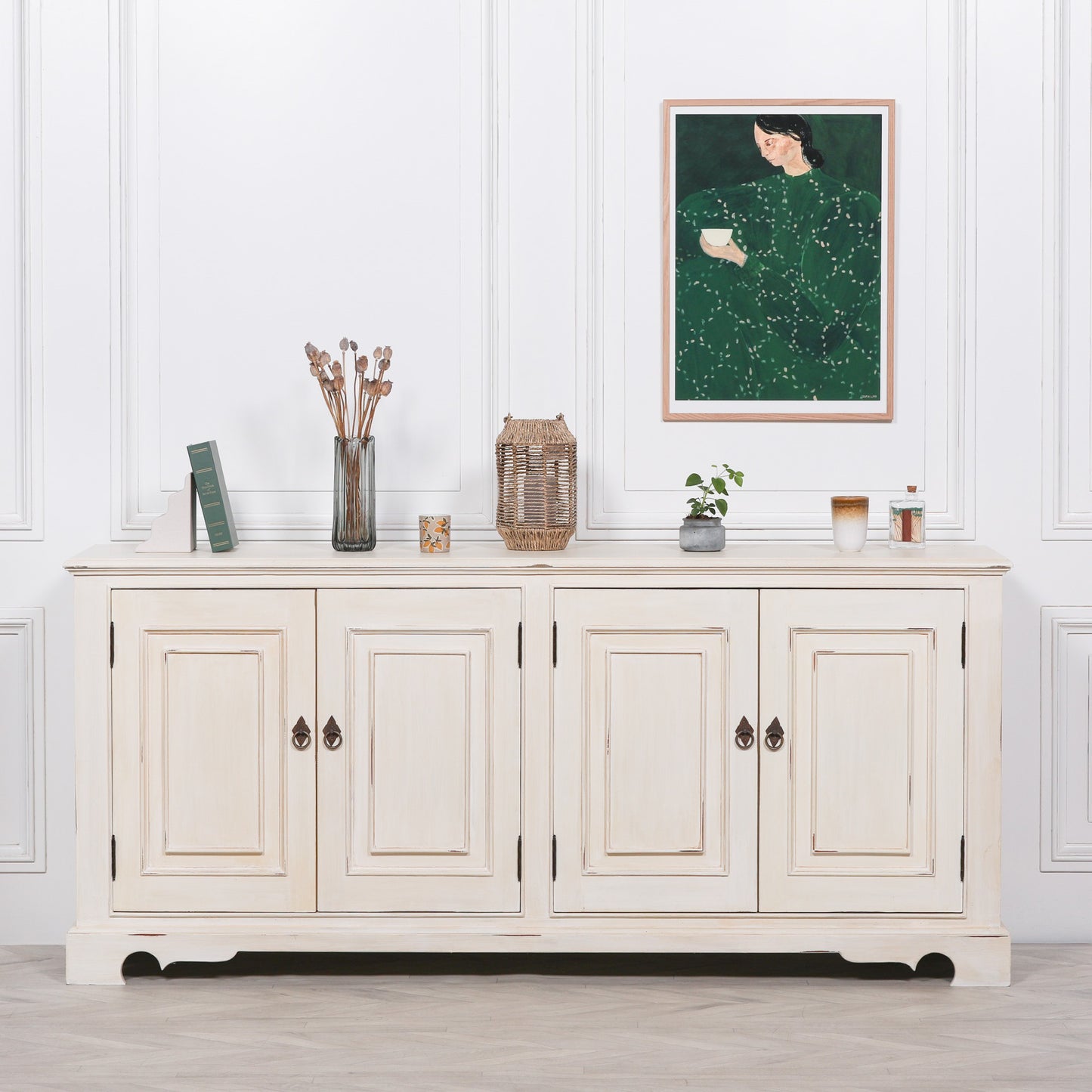 Elden Distressed Mahogany White Sideboard