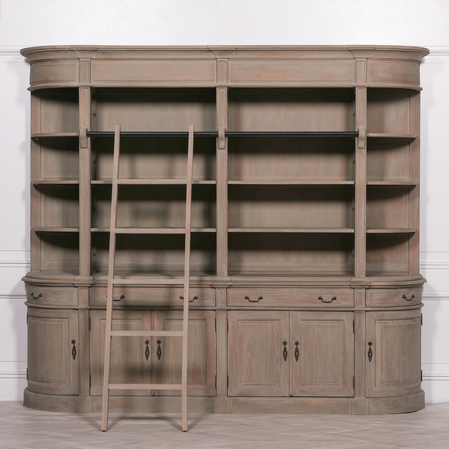 Arbouré Large White Cedar Bookcase with Ladder