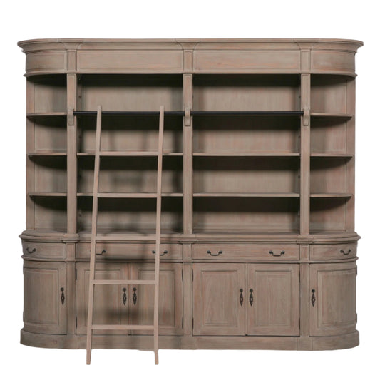 Arbouré Extra Large White Cedar Bookcase with Ladder – Double Section