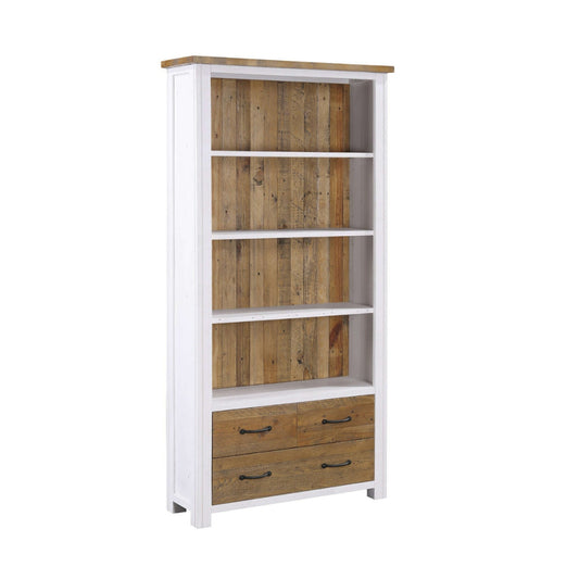 Splash of White Large Open Bookcase with Drawers