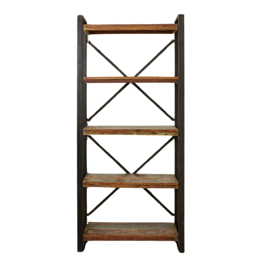 Urban Chic Large Open Bookcase – Reclaimed Wood & Steel Frame – Heart ...