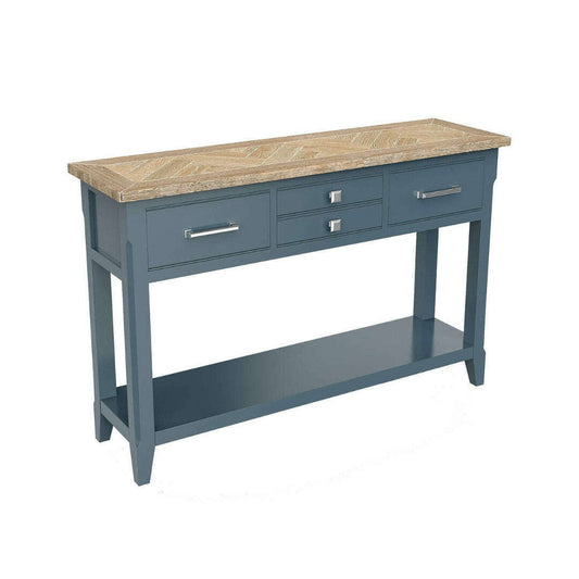 Signature Blue Oak Top Console Table - Console Table - Heart of Kitchens