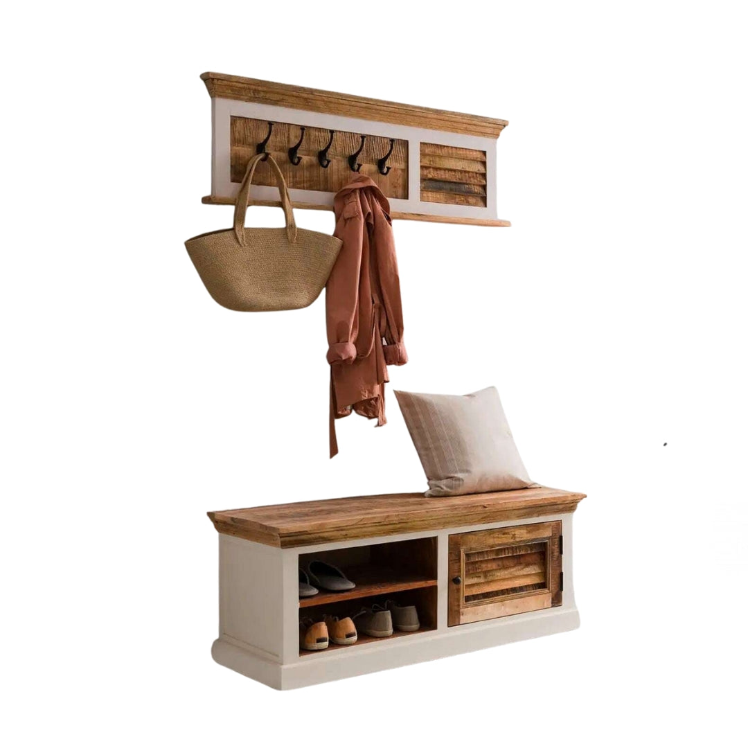 Alfie Wood Shoe Rack & Hanger Wall Hook Set
