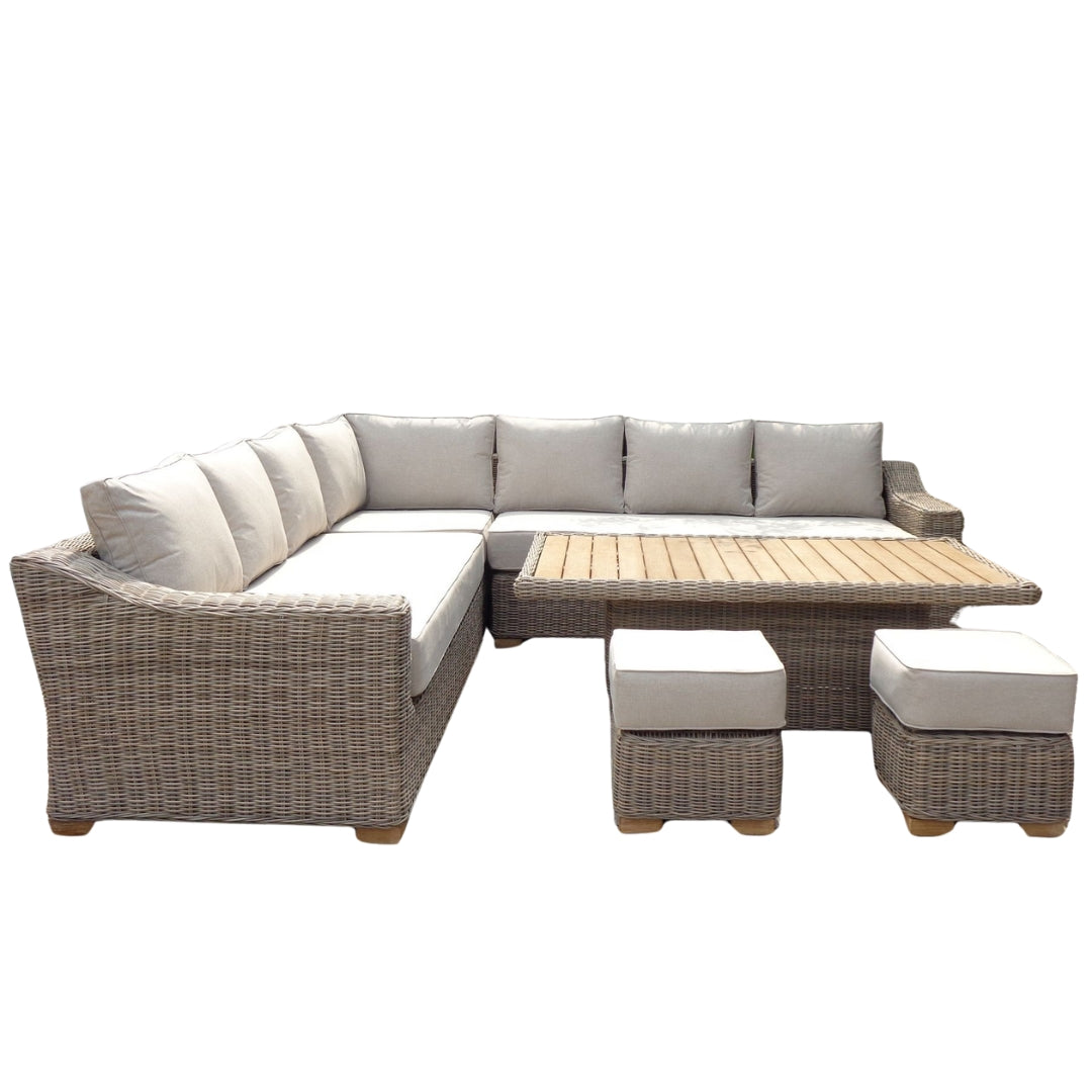 Capri Outdoor Large Corner Set With Riser Table + 2 Stools